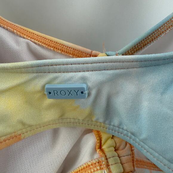 Roxy Bikini Top Size Large NWT Rainbow Cloud Bralette Tie Dye Beach Surf Swim - Picture 10 of 16